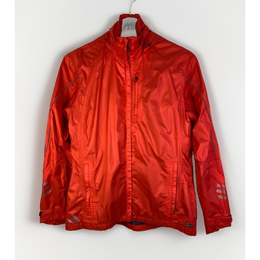 Adidas Women's S Orange Nylon Full Zip Hooded Mesh Lined Activewear Jacket